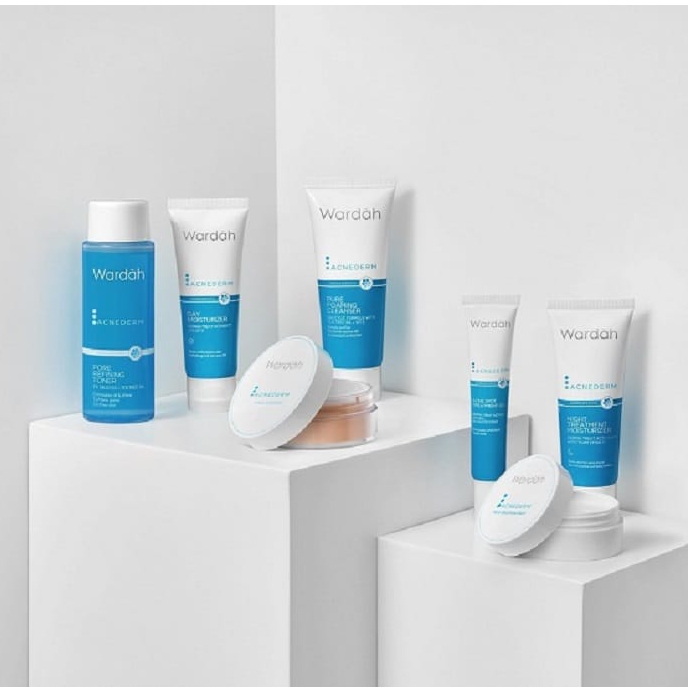 Wardah Acnederm Series|Pore Blackhead Balm|Pure Foaming Cleanser|Pure Refining Toner|Day Moisturizer