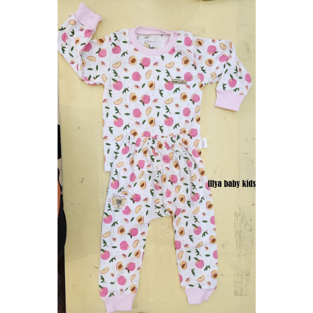 Chiyo Babywear Setelan  Baju Panjang dan Celana Panjang Girl - Baju Tidur Anak Perempuan - setelan kancing pundak