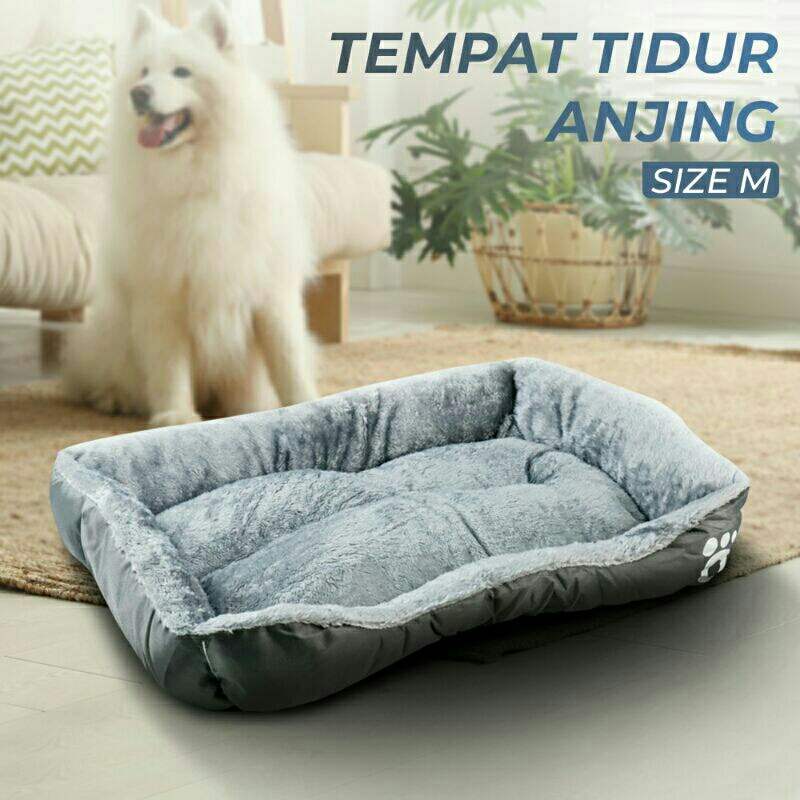 Kasur Tempat Tidur Anjing Kucing Solf Warm Dog Bed Size M Gray