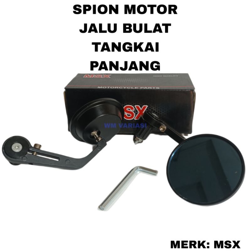 Spion Motor Jalu Bulat Tangkai Panjang Metal MSX