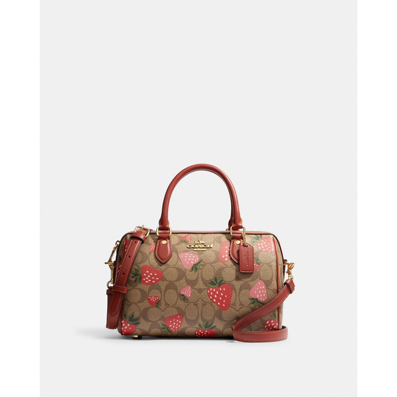Coach Rowan Satchel In Signature Canvas With Wild Strawberry Print (CH 511)