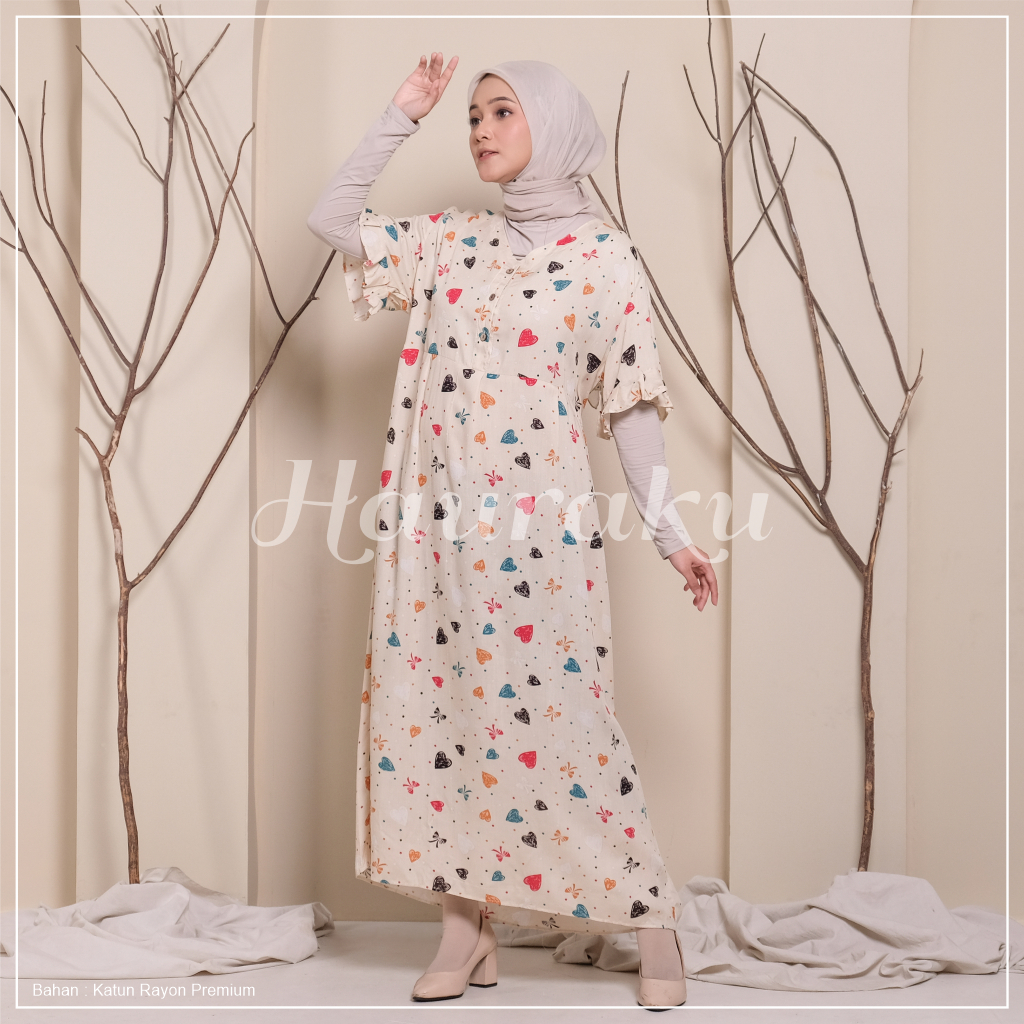 Daster Motif Hauraku Jumbo Katun Rayon Premium Busui Friendly