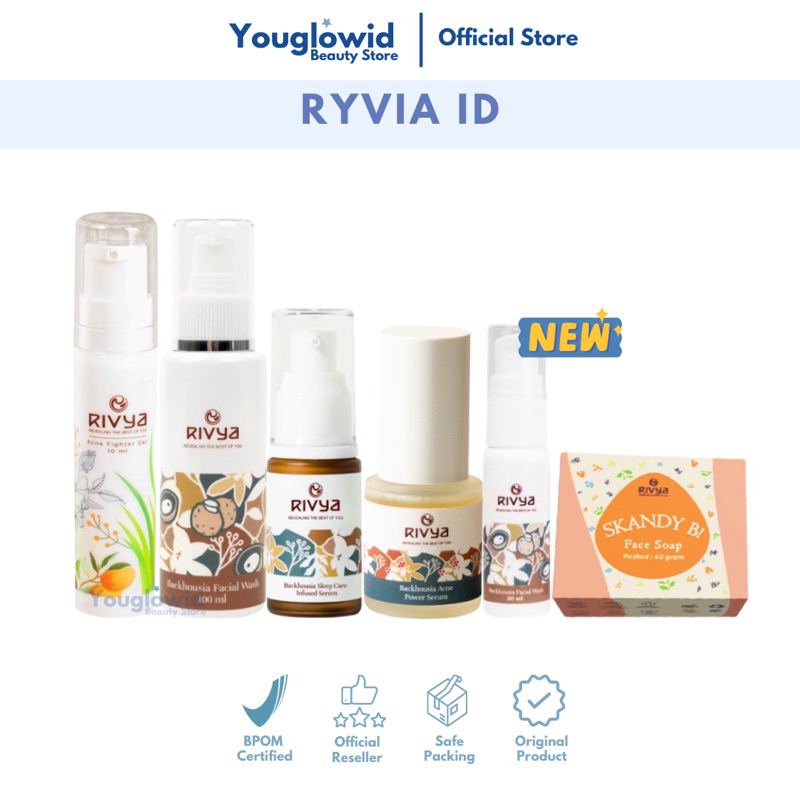 RIVYA Backhousia Acne Power Serum | Sleep Care Infused Serum | Acne Fighter Gel | Facial Wash | Skandy B! 40g Untuk Jerawat Busui Bumil Super Rich Moisturizer Brightening Control Sebum Viral BPOM