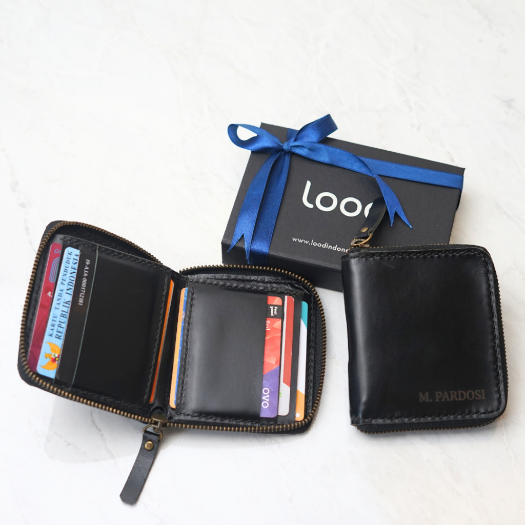 DOMPET PRIA FULL KULIT SAPI ASLI ORIGINAL 100% HIRO ZIPPER WALLET - GRATIS UKIR NAMA