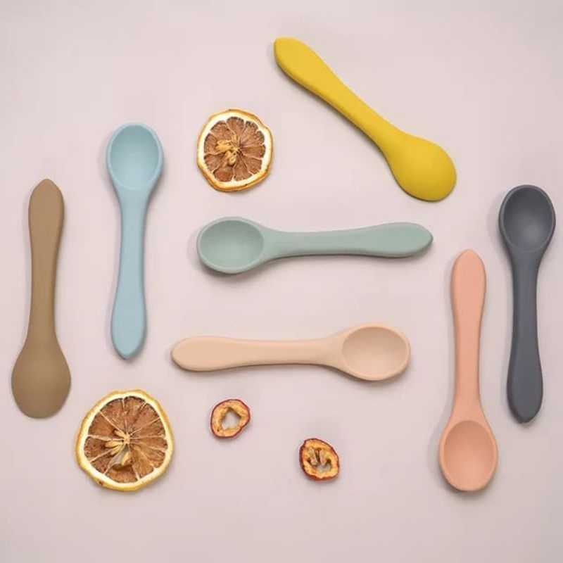 Sendok garpu bayi anak silikon food grade / Spoon fork silicone premium
