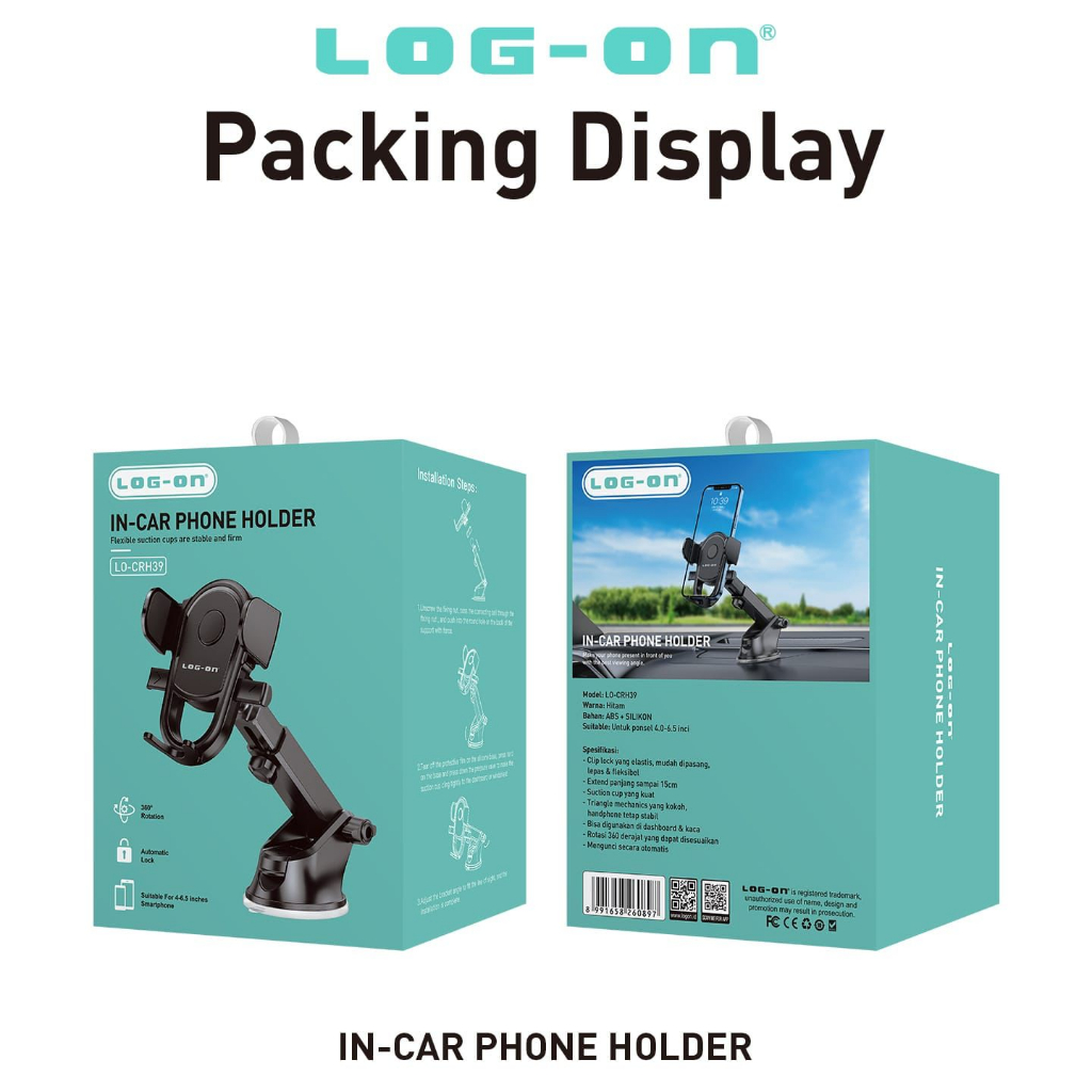 PROMO LOG ON CAR PHONE HOLDER LO-CRH39 AUTOMATIC LOCK BY.MINIGO