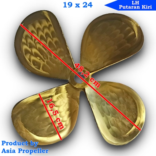 Propeller / Baling baling kapal Kuningan ukuran 19 x 24 Putaran Kiri (LH) - Asia Propeller