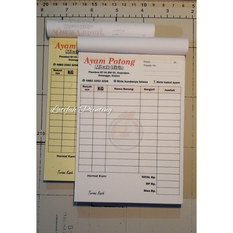

Nota kiloan/Nota Ayam/Nota Sayur/Nota Custom
