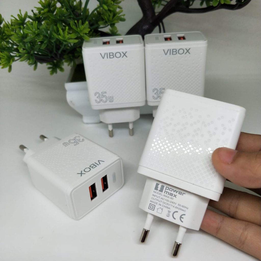 Adapter Charger Vibox 35W Kepala Charger Casan fast charging 2usb