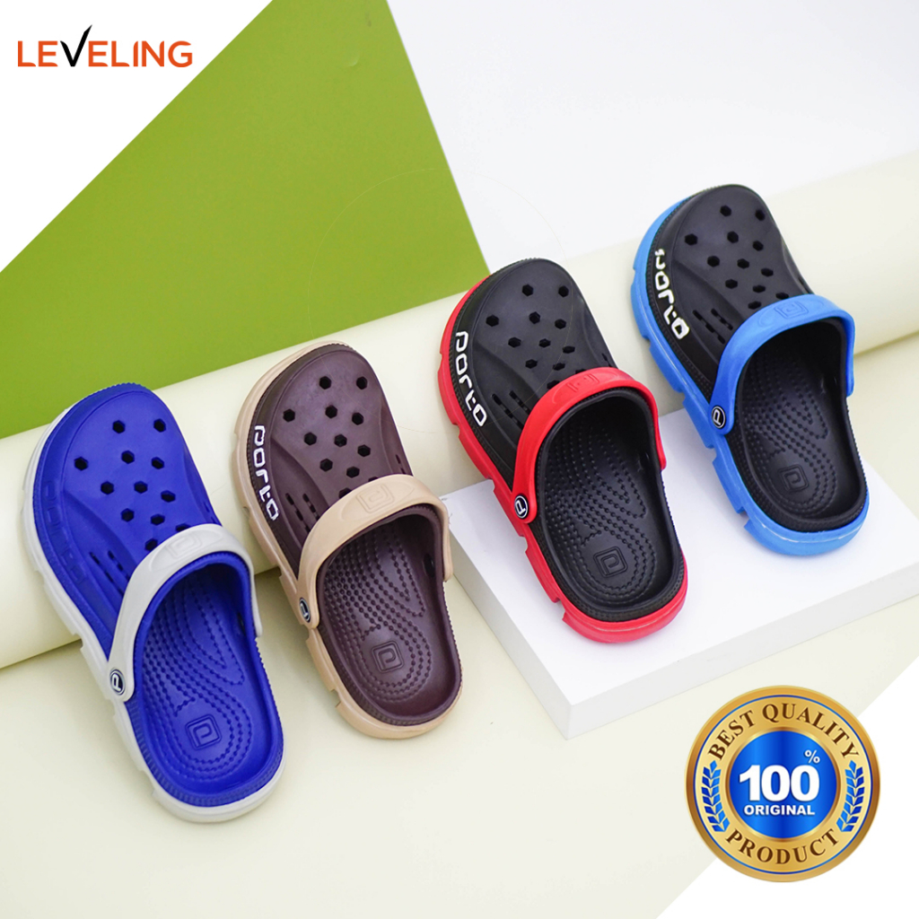 1006M - Porto Leveling Sandal Kodok Pria Selop Karet Simple Nyaman Berkualitas Original