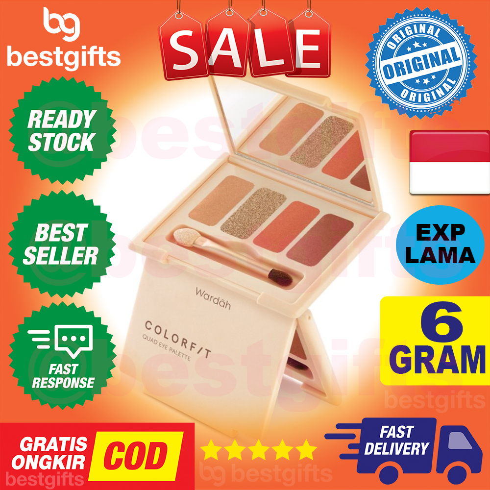 WARDAH COLORFIT QUAD EYE PALETTE PERPADUAN WARNA MATTE DAN SHINE TAHAN LAMA 6 GRAM