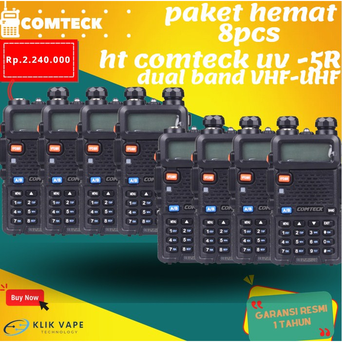 TERMURAH PAKETAN 8PCS HT Comteck UV-5R Dual Band VHF - UHF Radio FM