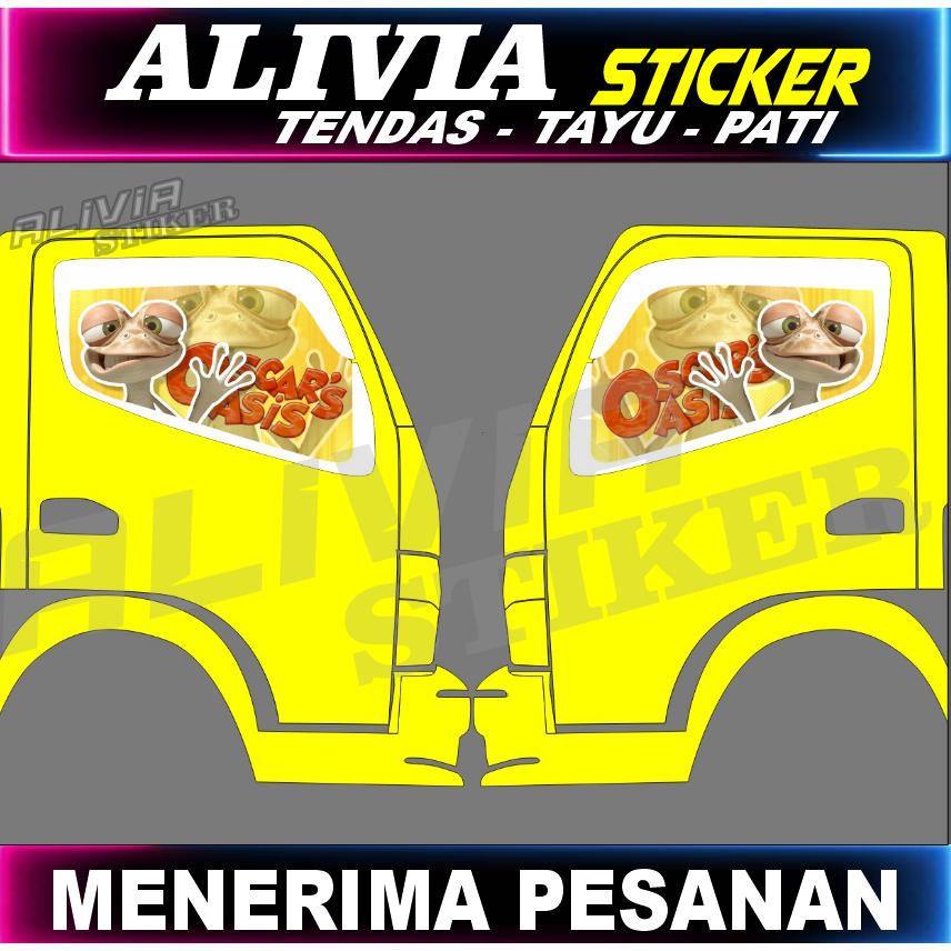 STIKER ONE WAY KACA KIRI KANAN TRUK CANTER-STIKER BERMOTIF OSKAR-STIKER ONE WAY BISA REQUES/CUSTOME