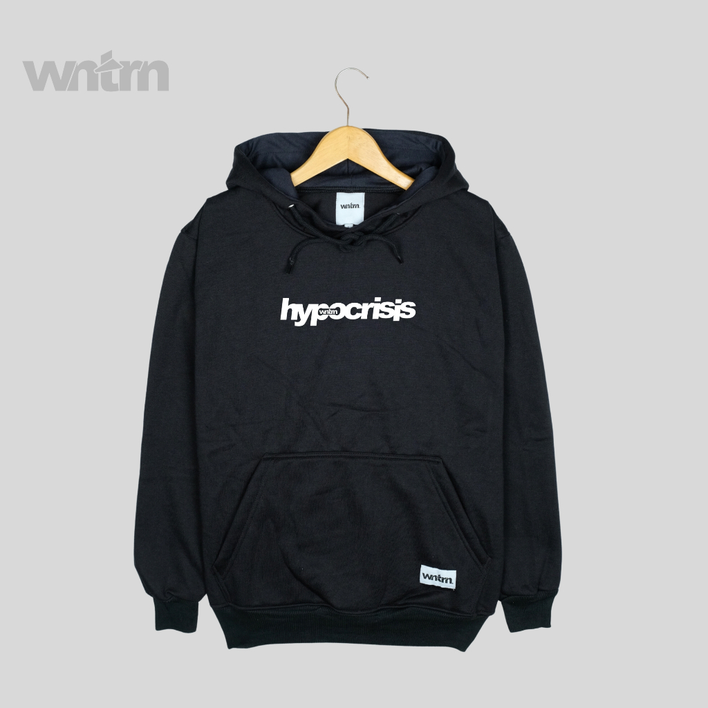 Hoodie Distro Pria Oversize Hitam Sablon Simple Polos Motif Tulisan Kata Print Pullover Lengan Panjang Keren Jumper Basic Nyaman Bahan Fleece Tebal