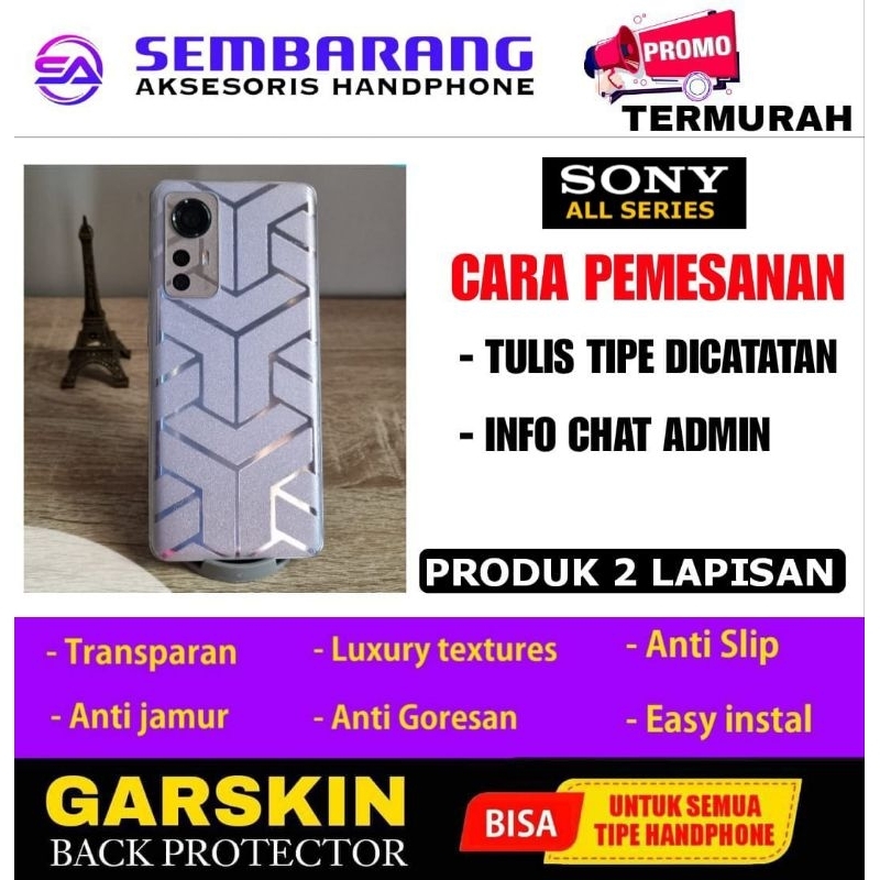 Garskin back Protector Transparan | Anti Gores | Anti Jamur Hydrogel belakang Sony Xperia XZ1|Xperia