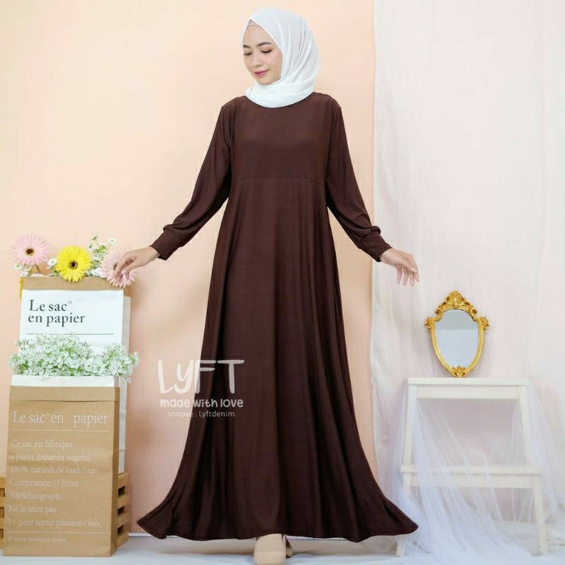 Gamis Jersey Polos Bigsize Panjang 140 Cm Ld110 cm