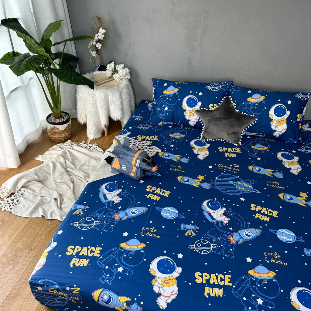 SPREI KATUN STAR MOTIF ROKET SPACE FUN &amp; STAR GALAXY UKURAN 100 120 160 180 BISA CUSTOME SIZE