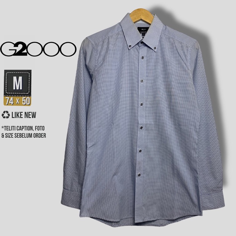 KEMEJA KOTAK PRIA G2000 BIRU PUTIH SIZE M