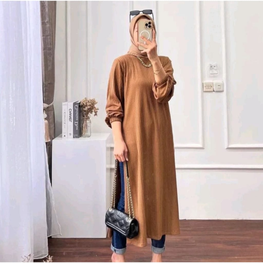 Long Tunik Wanita Terbaru 2023 Knit Premium Jumbo