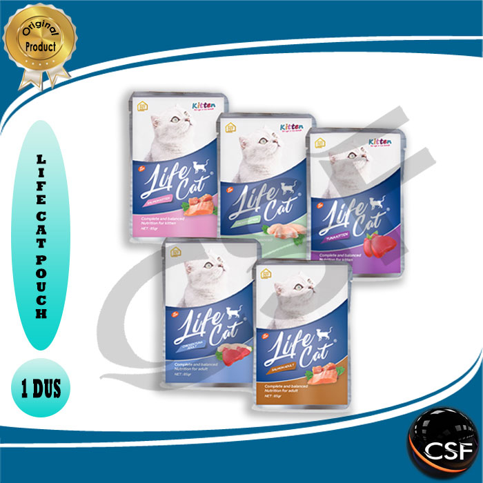 Makanan Kucing basah LIFE CAT pouch 85g All Varian - 1 BOX isi 24pcs ( EKSPEDISI )