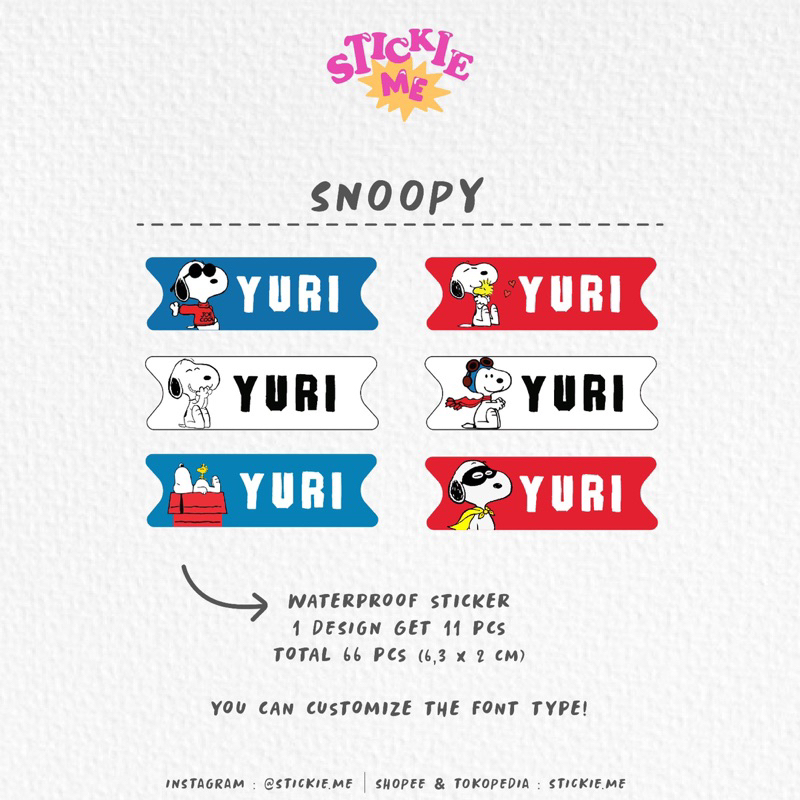 

STICKER NAMA SNOOPY WATERPROOF