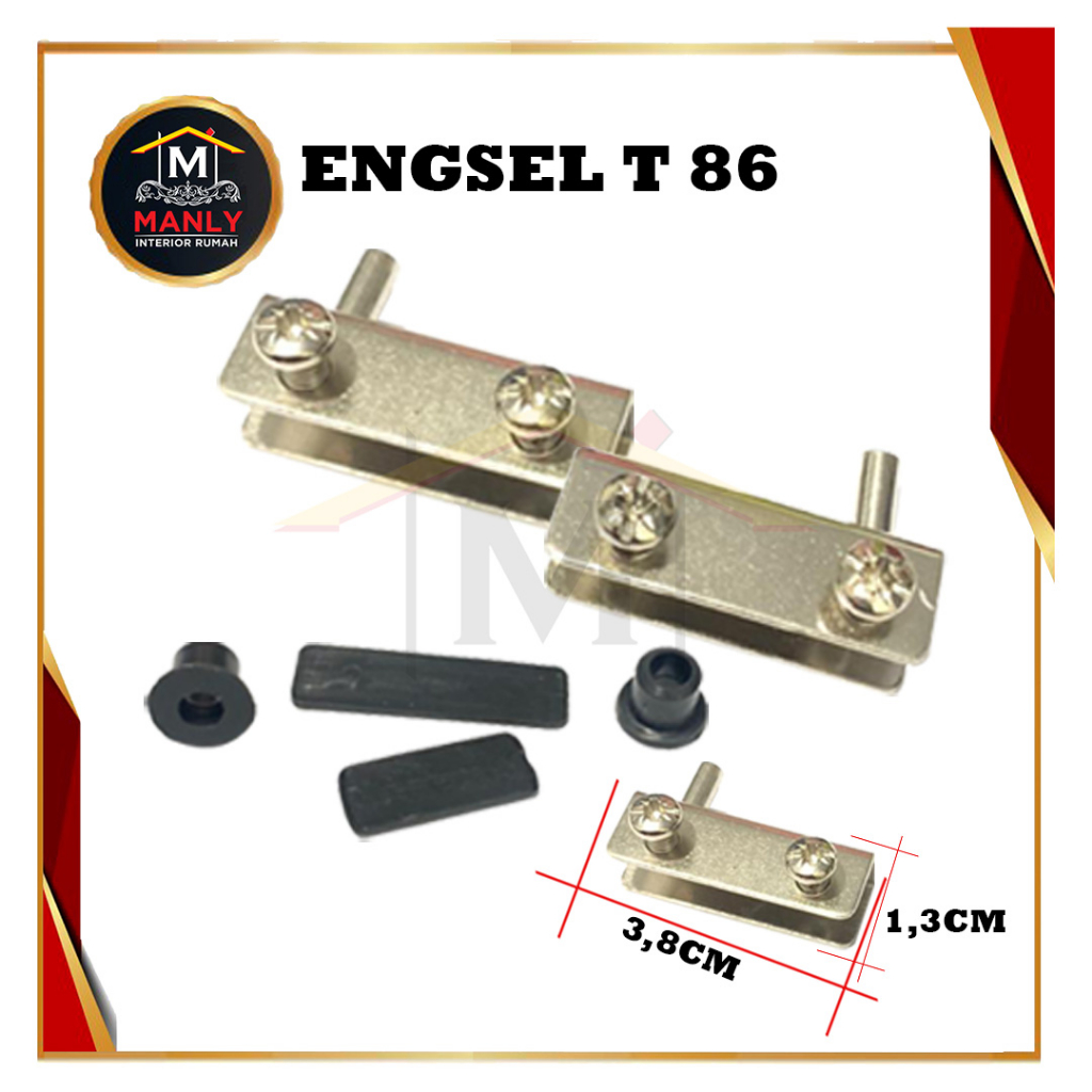 Engsel Kaca Jepit 10 mm / Engsel Pivot Jepit Kaca T86 / Pivot Hinge Glass Door