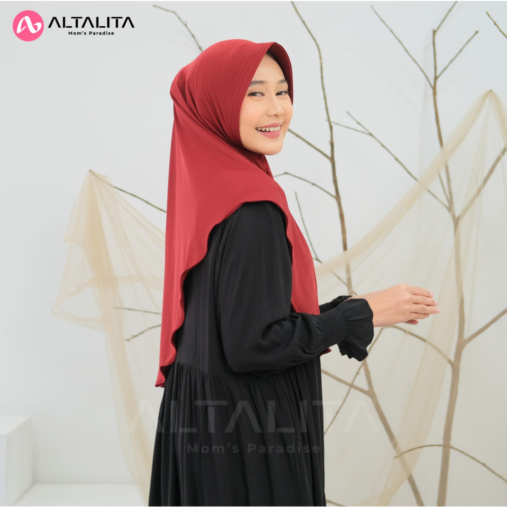 Altalita - Hijab Instan Qanita Bergo Hamidah Jersey Premium Kerudung Sport Olahraga Ukuran L Jilbab Sekolah Instant Menutup Dada Terbaru