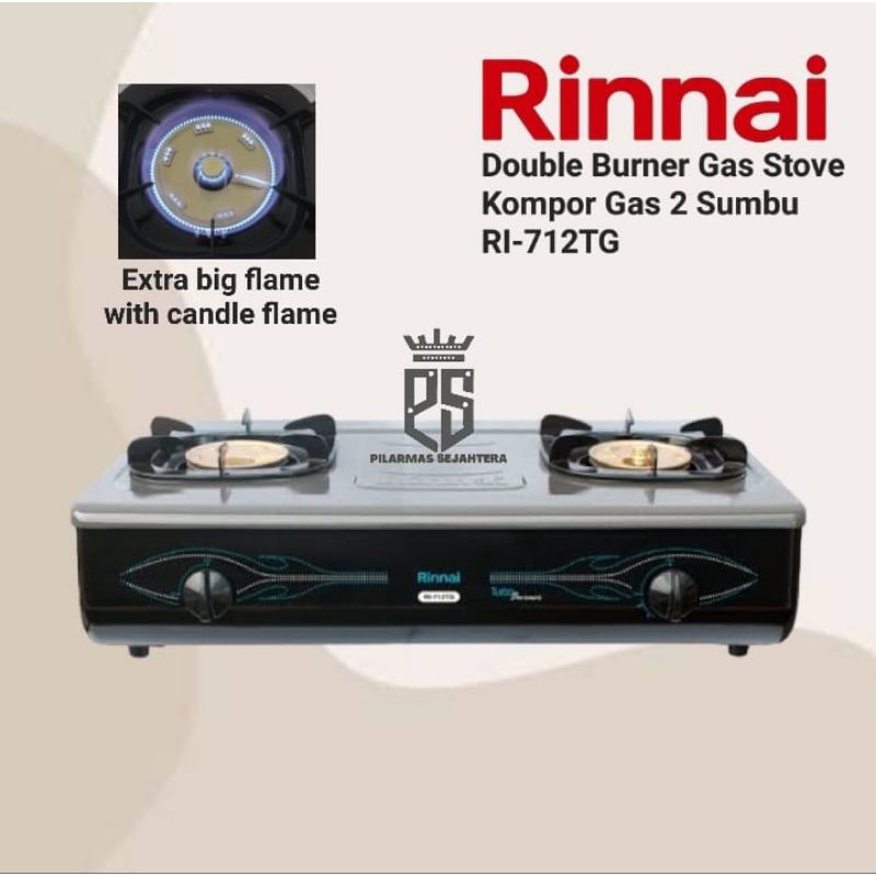 Kompor rinnai 2 sumbu RI712TG Kompor gas rinnai Gas stove Double burner RI 712TG rinnai 2 tungku