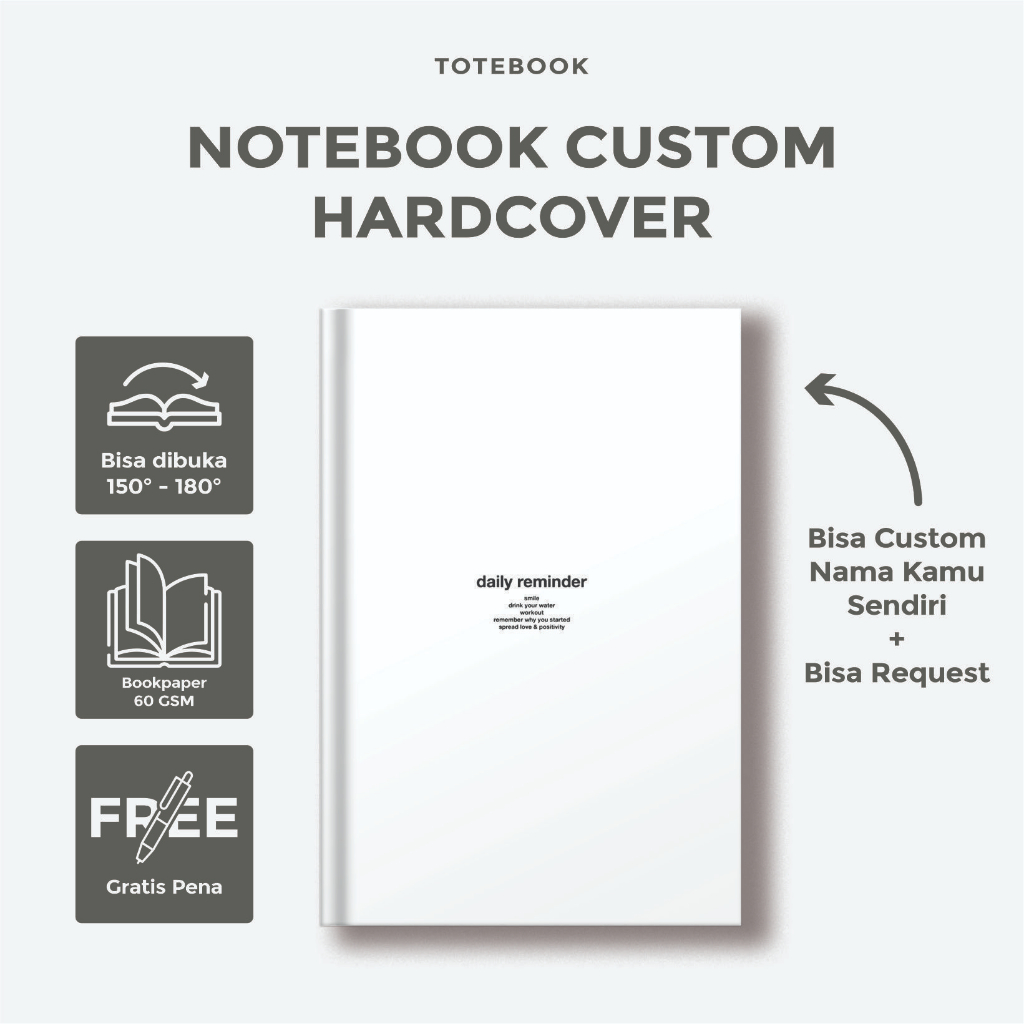

Notebook Custom 50 lembar / Custom Notebook - Agenda / Notes / Planner / Diary / Jurnal / Hadiah / Kado / notebook custom / notebook kekinian / notebook keren / notebook murah