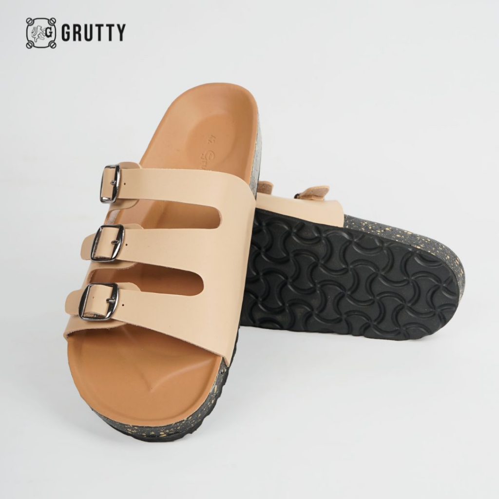 GRUTTY Triva MS IX Sandal Wanita Flat Cream Sendal Kekinian Super Comfy