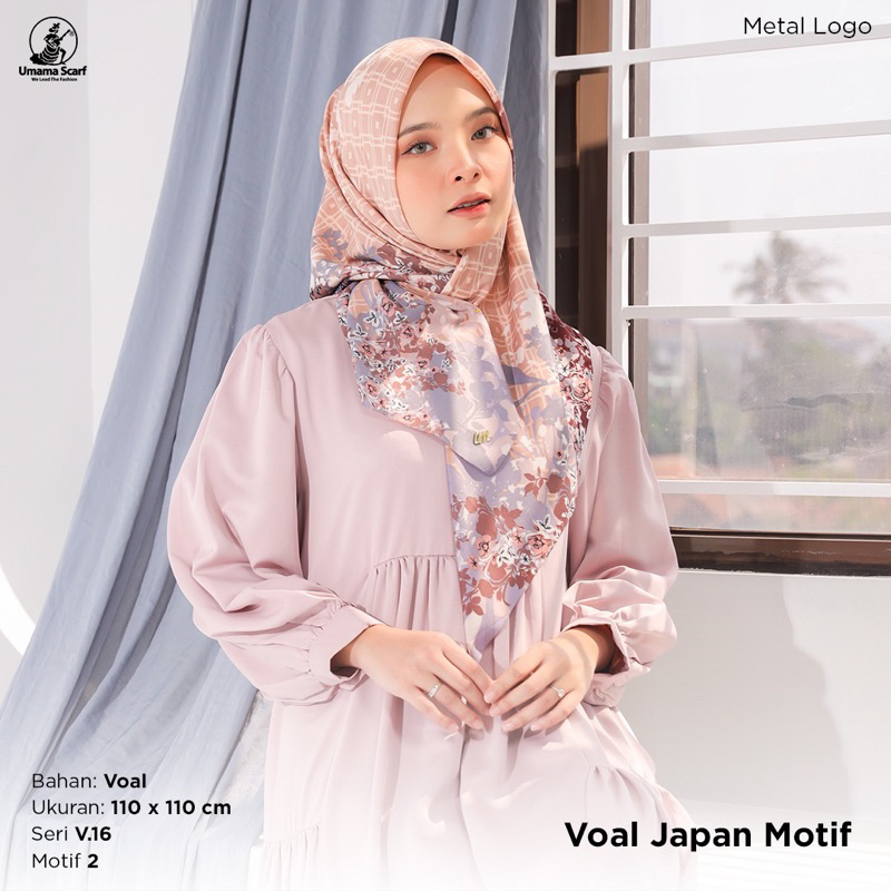 HIJAB SEGIEMPAT JAPAN VOAL MOTIF ICON METAL LOGO V.16