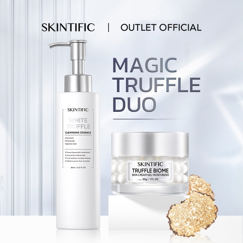 Truffle Kit SKINTIFIC Magic Truffle Duo Biome Skincare Set 2pcs  With Skin Reborn Cream Gel Moisturizer 30g &amp; White Truffle Cleansing Essence Cleanser Serum 80ml Nourish and Protect Skin Barrier