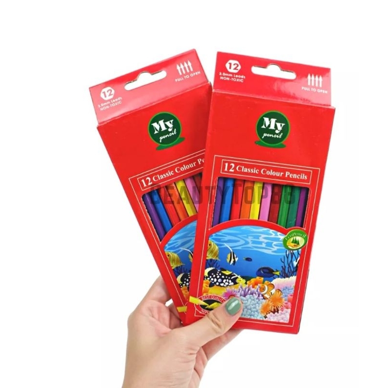 

Pensil Warna Panjang / Pensil Warna Set 12 Warna