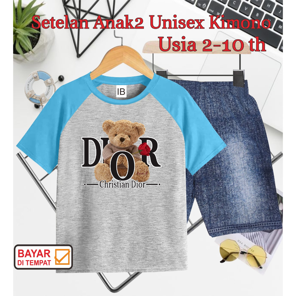 ((IB))SETELAN ANAK2 UNISEX KIMONO SEMI JEANS/BEAR DIGITAL SABLON