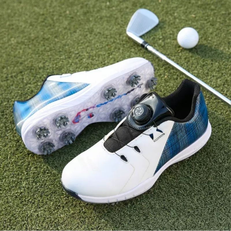 Sepatu Golf Tali BOA Shoes Golf White Blue 8001