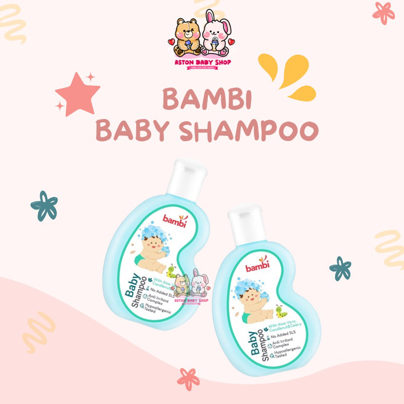 Bambi Baby Shampoo Aloe Vera, Candlenut &amp; Celery 100ml | Shampo Bayi Melebatkan