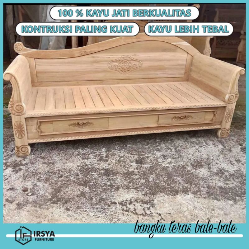 Bale Bale Kayu Jati Grade A - Bangku Teras Jati Solid