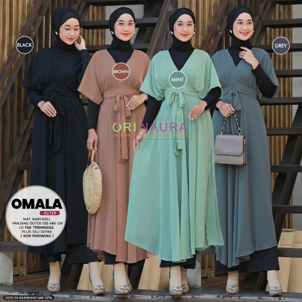 Omala Outer Wanita Ceruty Babydoll Muslim Original Orinaura