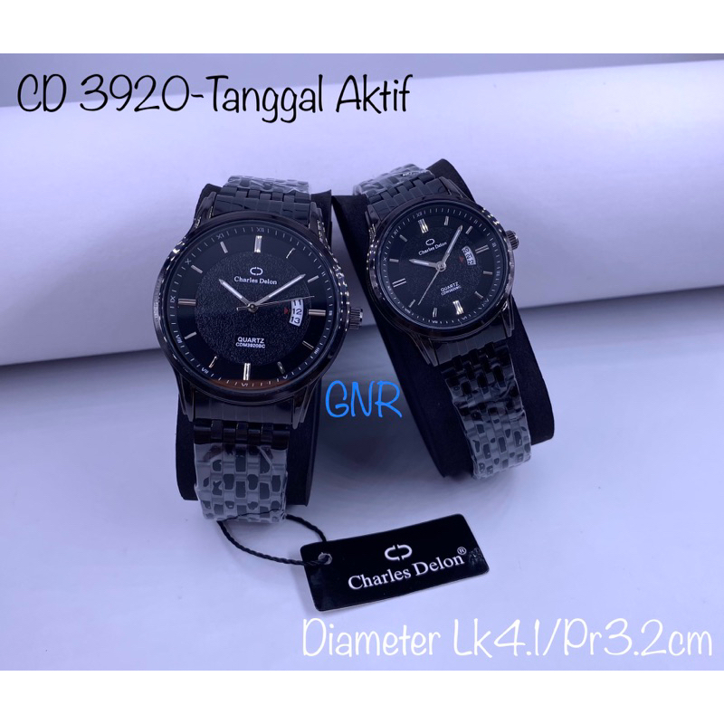 SUPER MURAH,,JAM TANGAN COUPLE RANTAI CHARLES DELON ORIGINAL FULL BLACK