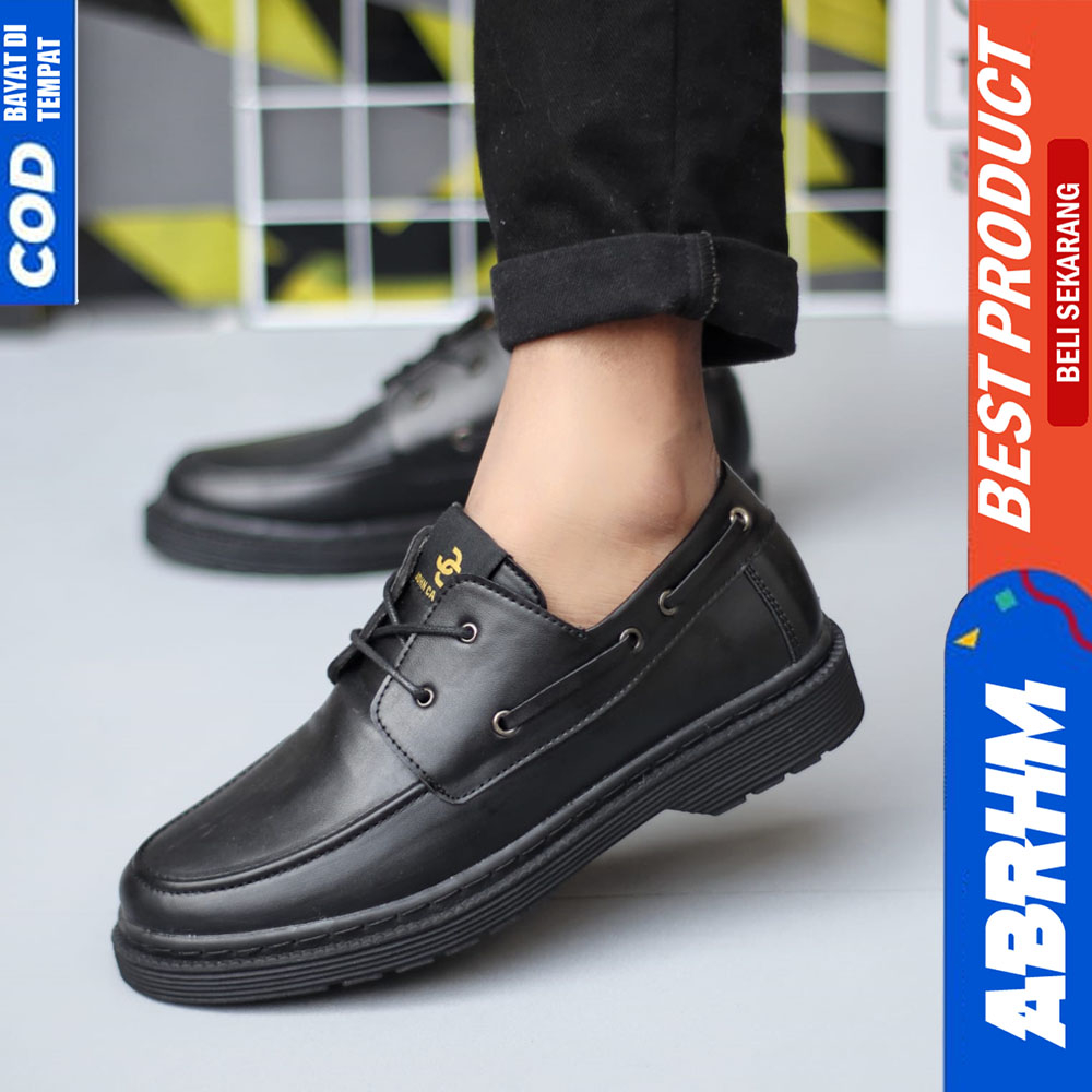 ABRHM Sepatu Casual Formal Pantofel Hitam Kerja Pria