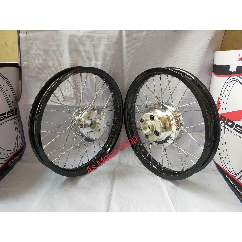 VELG SET ROSSI HITAM GLOSSY DAN HITAM DOFF 140 160 RING 17 TROMOL SET TIGER REVO CB150R OLD NEW CB15