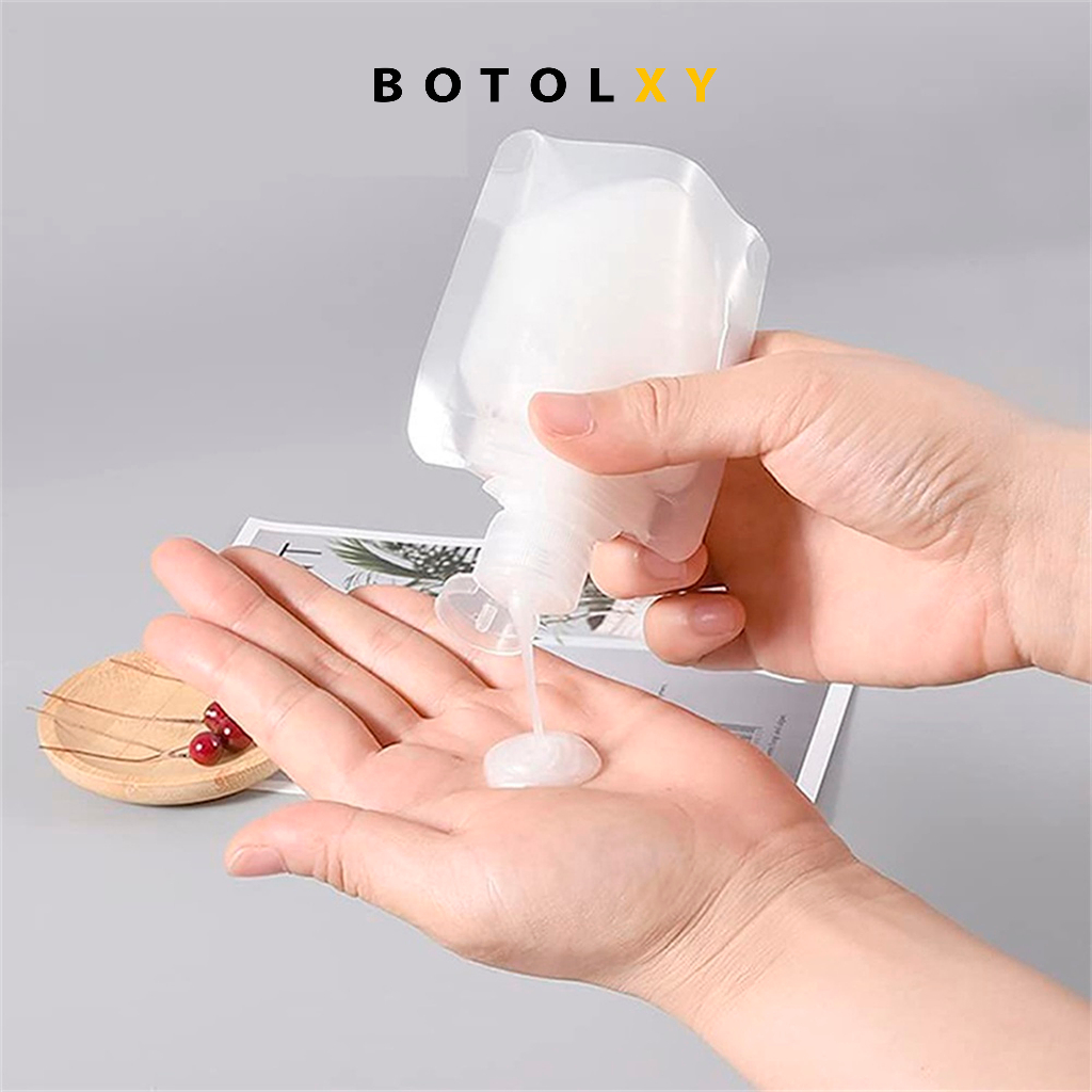 Botol Travel Untuk Lotion Sabun Shampo Pouch Refill Fliptop Tebal Wadah Tempat Sabun Cair Bahan Tebal