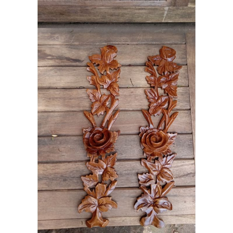 tempel ukir mawar | tempel ukir kayu jati | ukir soko motif mawar