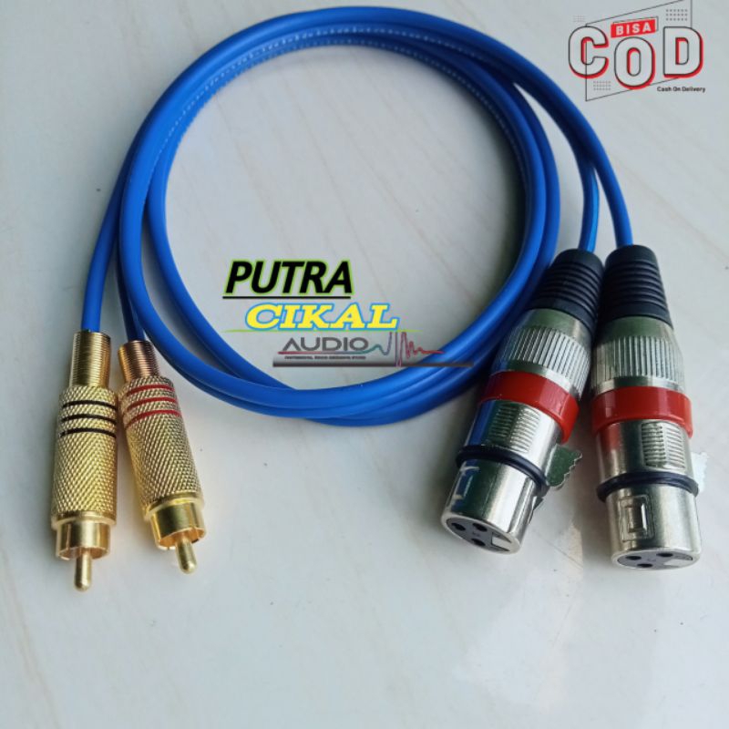 kabel Jack rca to Canon Xlr female / kabel mixer ke power / speaker aktif