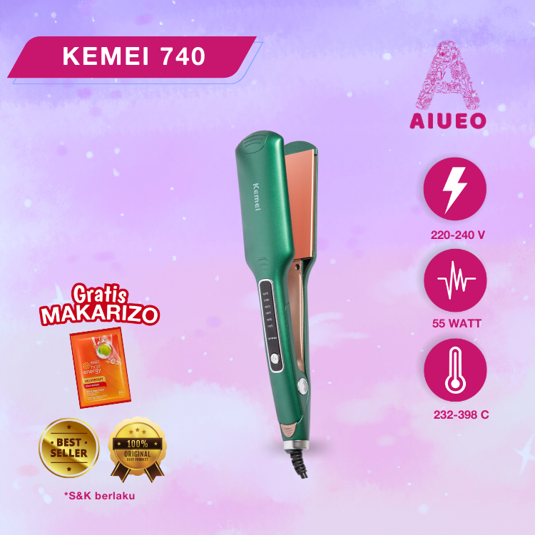 AIUEO | Catokan Kemei Murah 740 Curly Straight Lurus Keriting Alat Catok Rambut 2 in 1 3 in 1