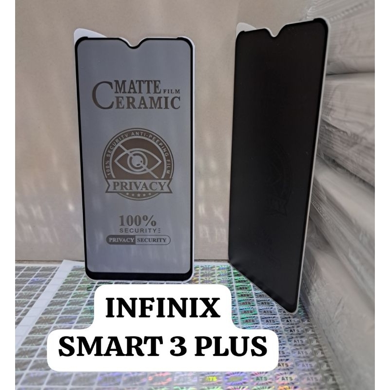 TG ANTI GORES SPY INFINIX SMART 3 PLUS Tempered Glass Matte Film Ceramic 100% Security Anti Peeping Film Privacy 100% Security Privacy Security PhysiCRein Forcement Technology No Broken Edge Tempered Glass Screen Protector Melindungi Layar Handphone Depan