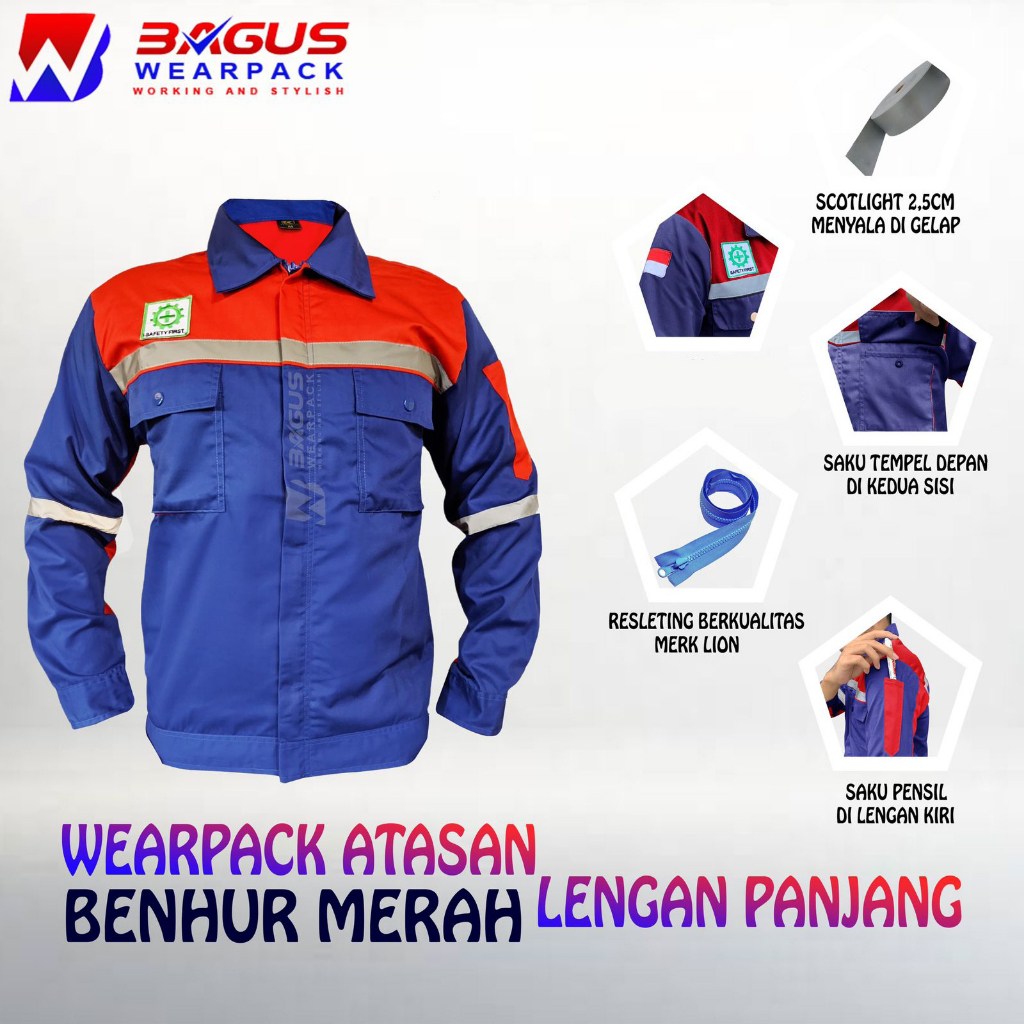 BAJU PROYEK KEREN / BAJU KERJA PRIA PROYEK / BAJU KERJA PIRA LAPANGAN / BAJU WEARPACK LENGAN PANJANG / BAJU WEARPACK / WERFAK PRIA KERJA / BAJU WEARPACK KERJA PROYEK / WEARPACK PROYEK / WEARPACK PRIA KEREN / BAJU PROYEK LENGAN PANJANG / BENHUR MERAH