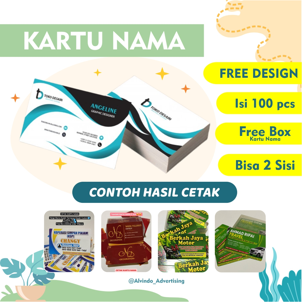 

KARTU NAMA/ KARTU BISNIS/ KARTU PELAJAR 1 BOX ISI 100 PCS 1 SISI atau 2 SISI (FREE DESAIN)