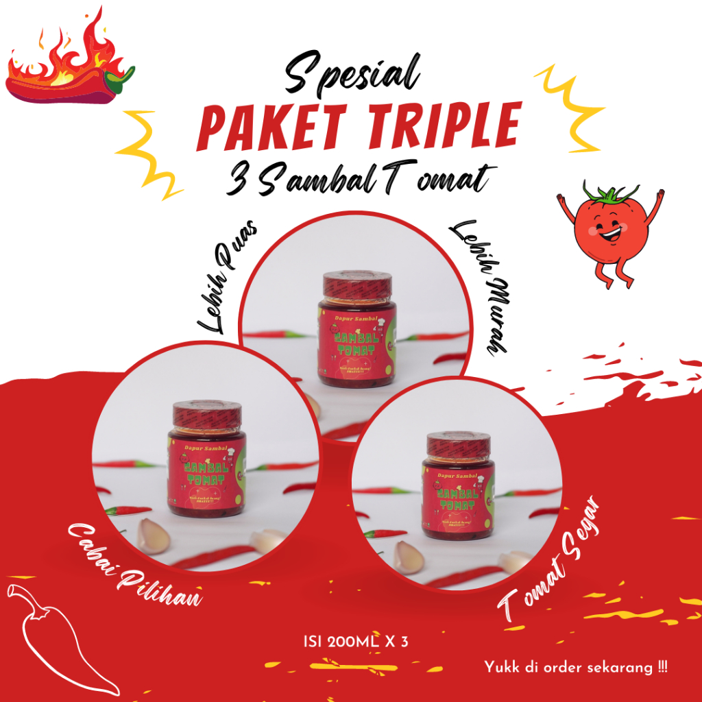 

Sambal tomat isi 200ml asli buatan dapur rumahan - pedas nikmat - harga terjangkau rasa enak-sambel makanan tomat segar pilihan cocok untuk cemilan keluarga