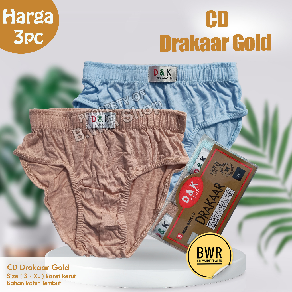 [ 3pc ] DRAKAAR GOLD | Celana Dalam Pria Drakaar Type 788 | Mens Briefs S-XL | Bwr